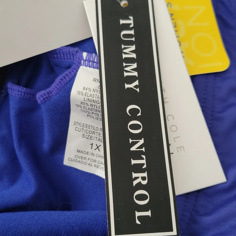 Kenneth Cole Reaction Purple Tummy Control Ruffle Swimdress One Piece 1X NWT